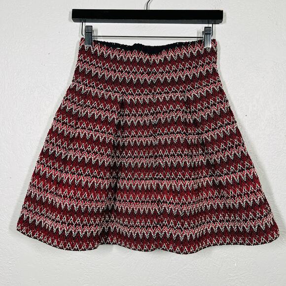 H&M Thick Embroidered Skater Skirt Elastic Waist Red White Black - S - Picture 4 of 5